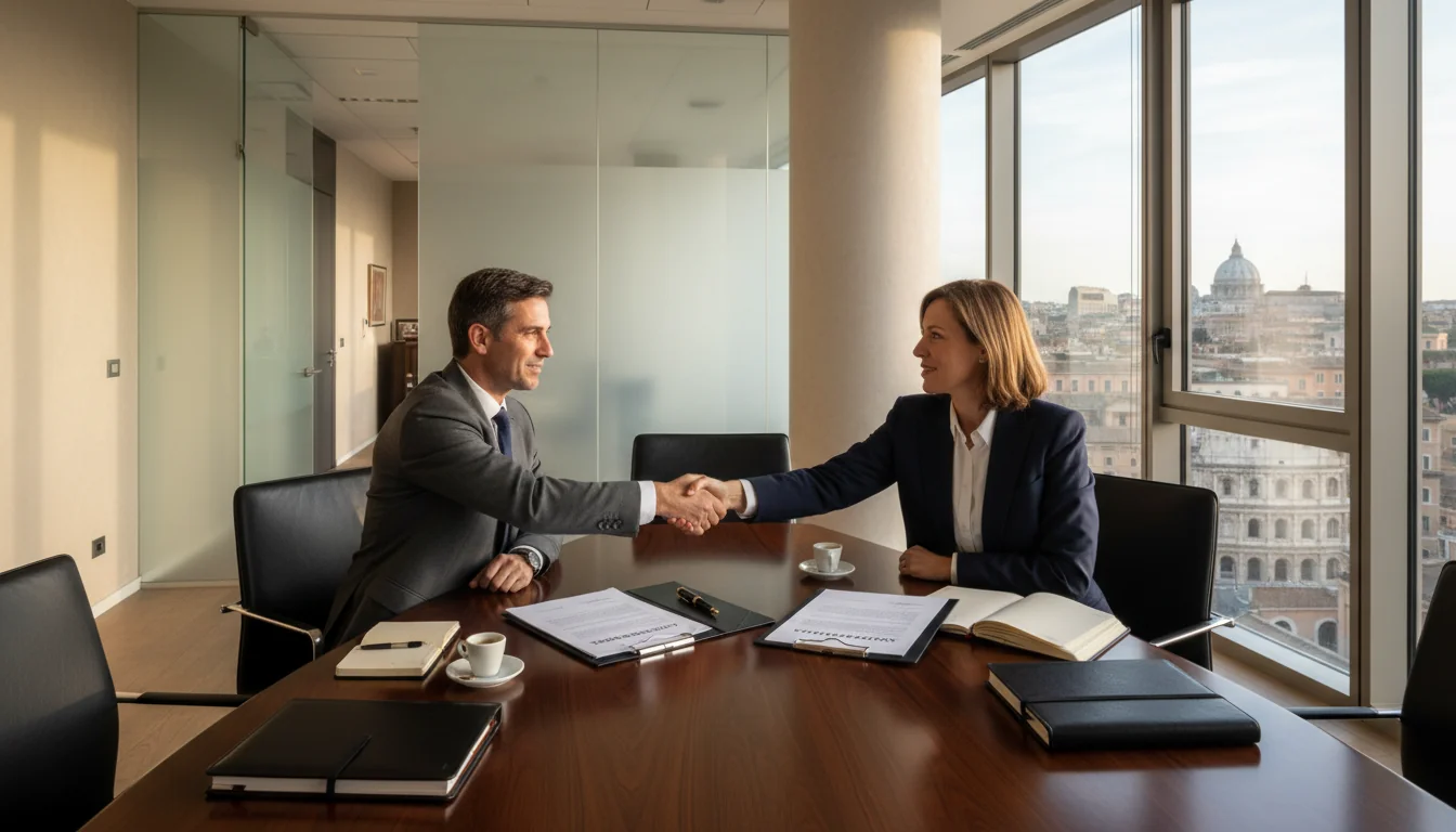 Signing accordo transattivo agreement in Italy