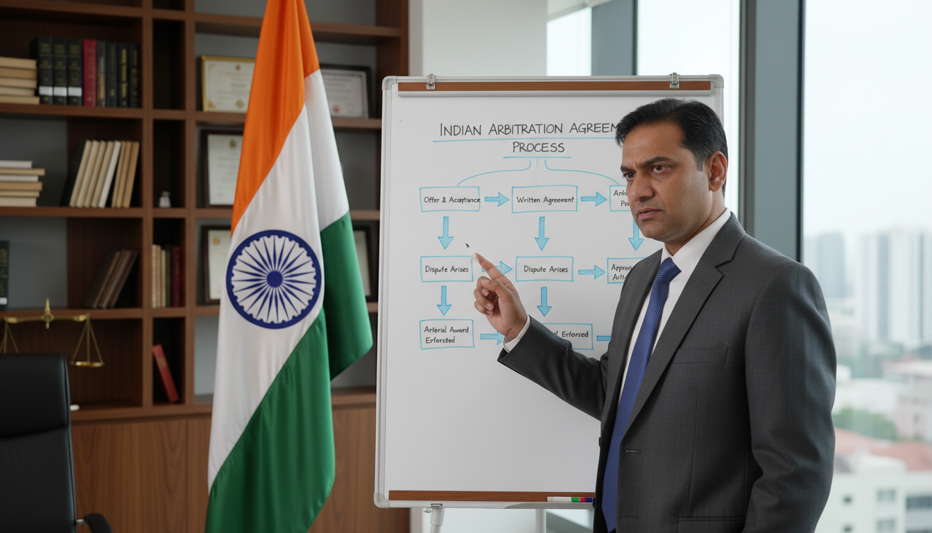 Indian lawyer explaining mediation process.