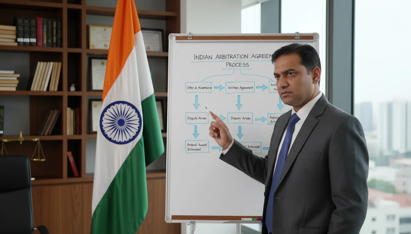 Indian lawyer explaining mediation process.