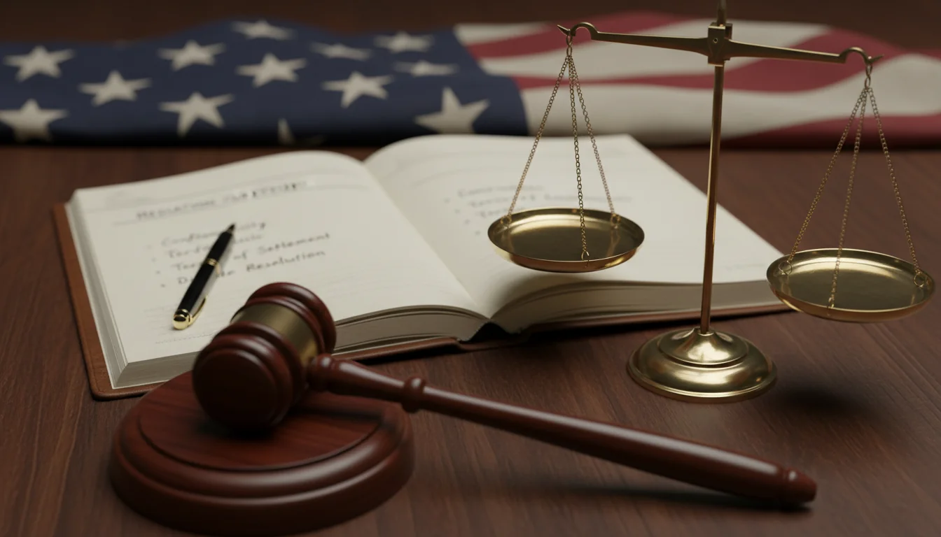 Gavel and scale symbolizing US mediation justice