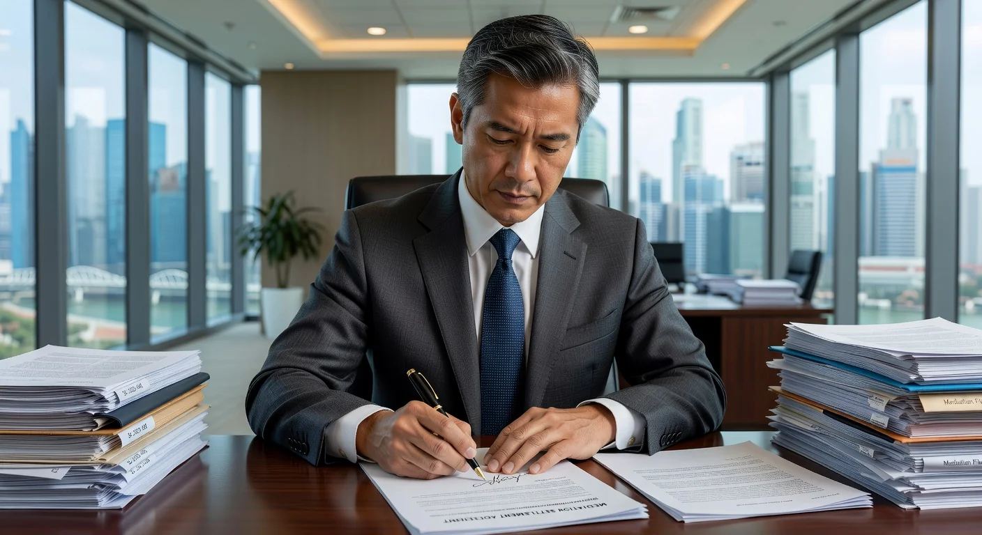 Signing mediation settlement document