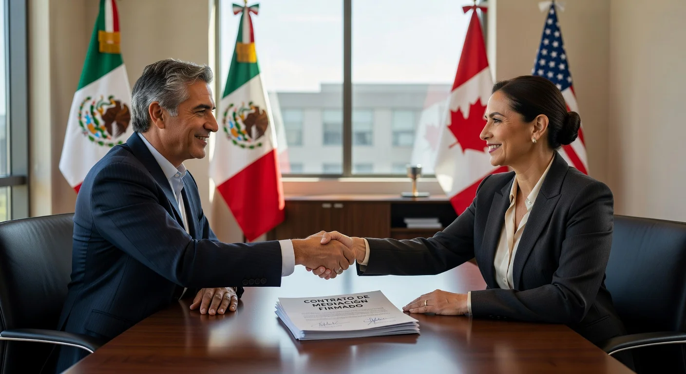 Handshake sealing mediation deal in Mexico