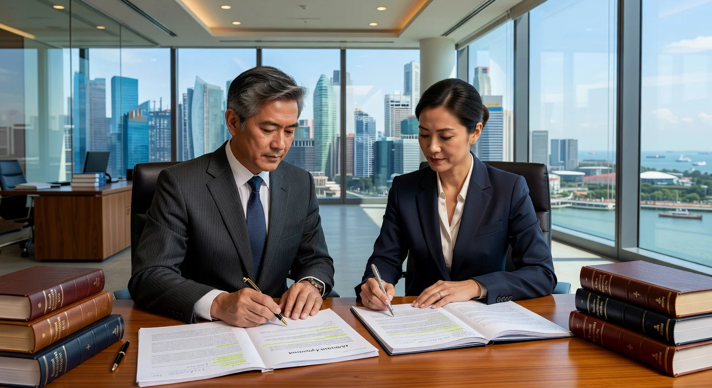 Professional lawyers drafting arbitration agreement