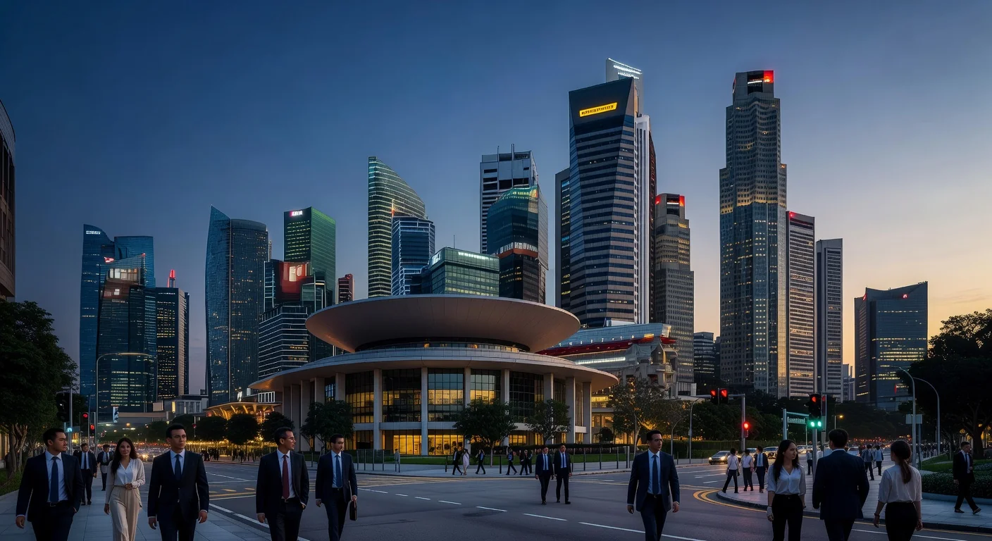 Singapore skyline with arbitration courthouse
