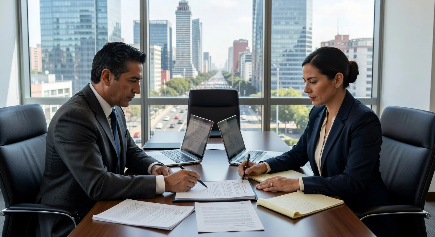 Lawyers discussing arbitration clause