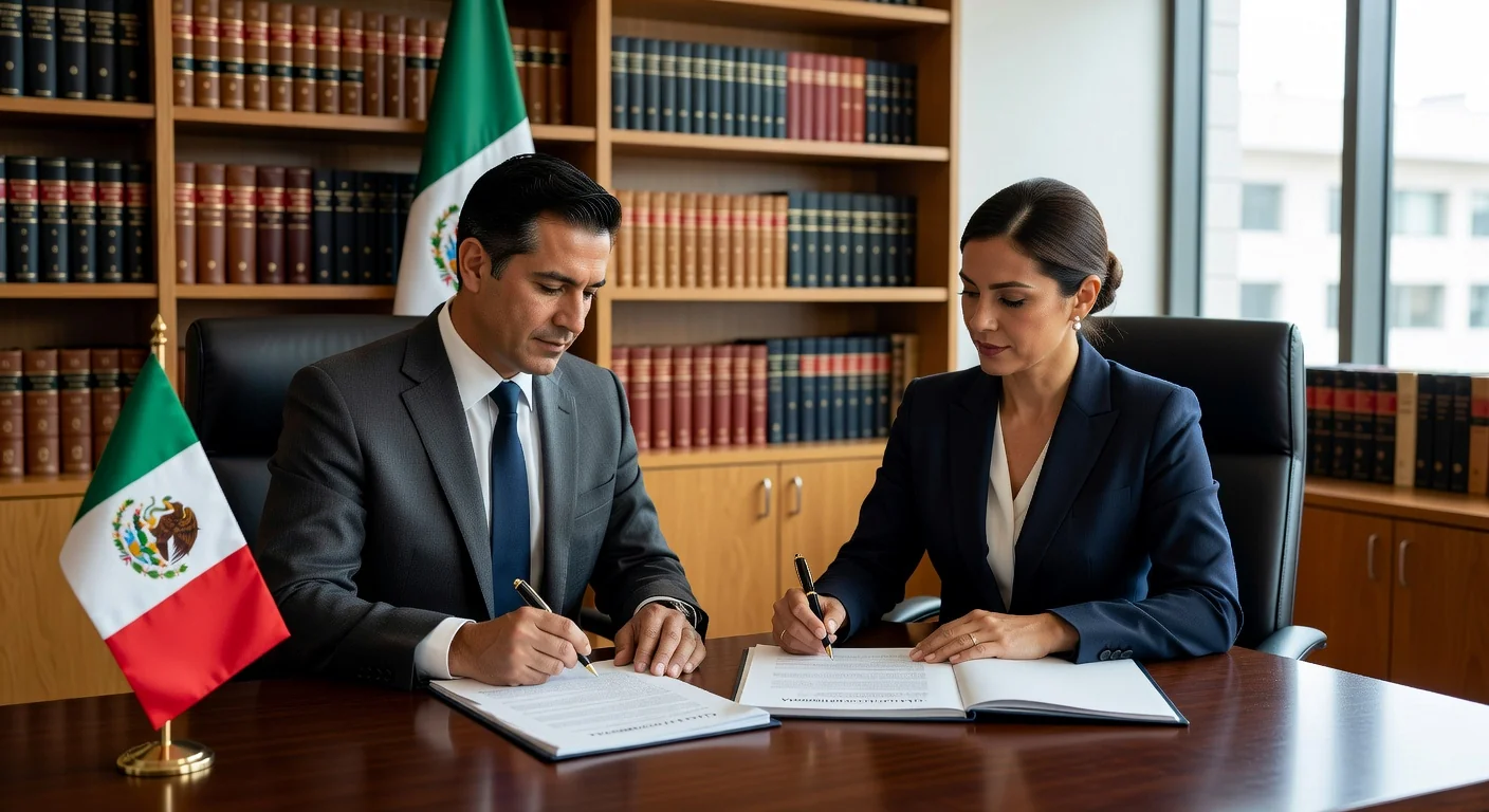 Mexican legal document signing scene