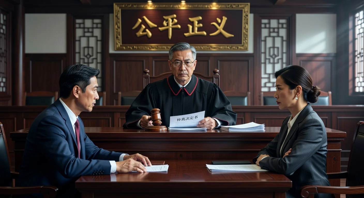 Courtroom arbitration scene in China