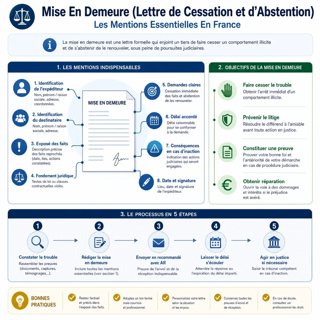 Mentions utiles dans une mise en demeure