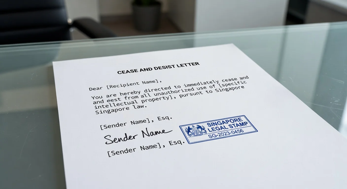 Close-up of signed cease and desist document