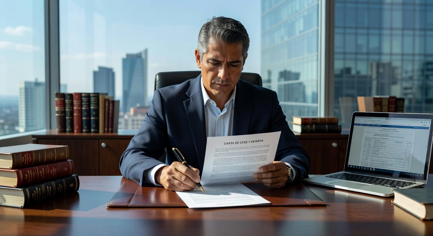 Mexican lawyer drafting legal document