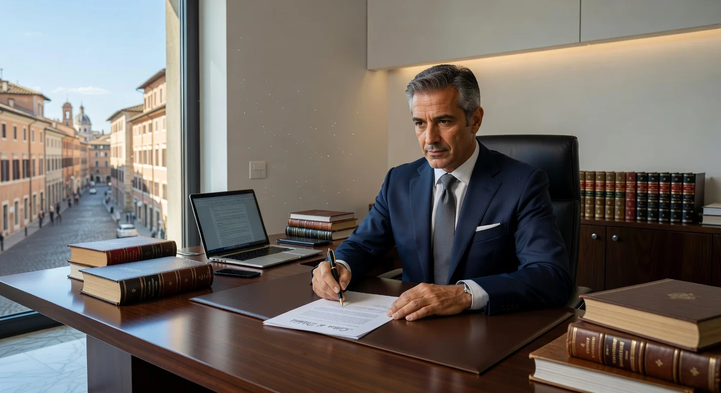 Italian lawyer drafting legal document