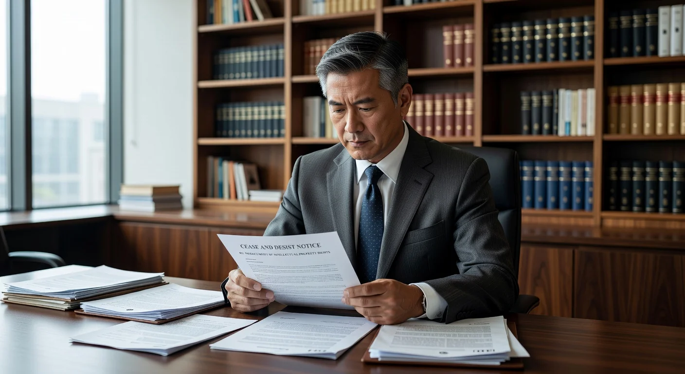 Lawyer reviewing infringement notice