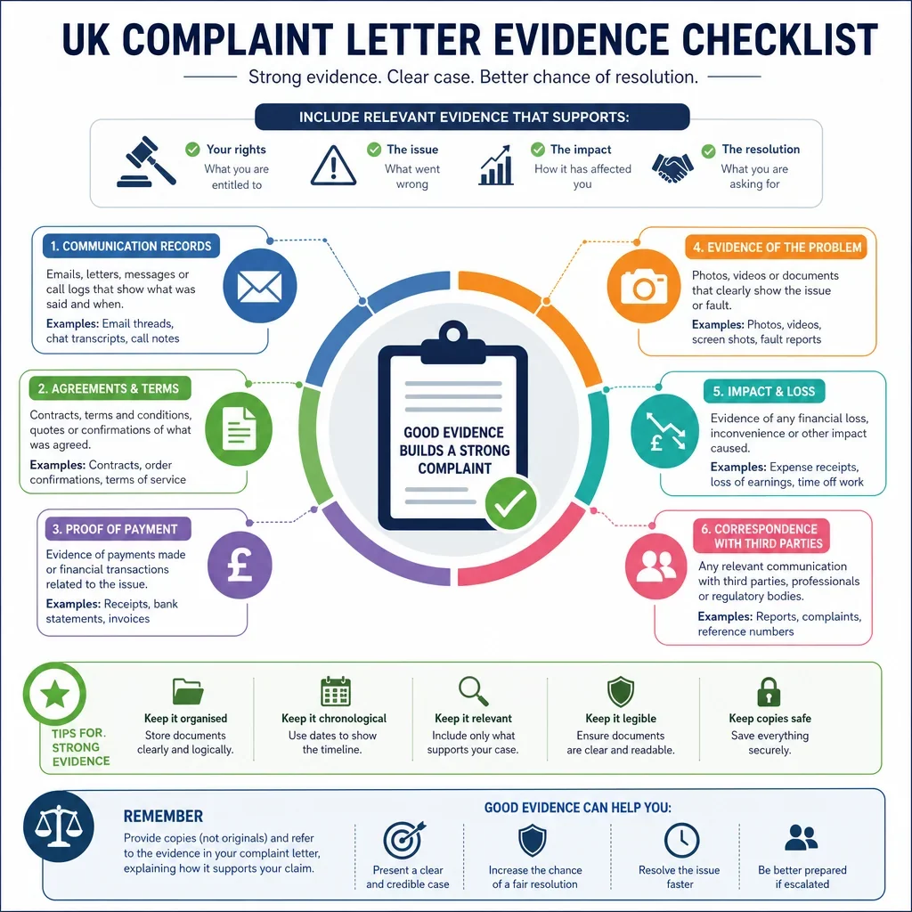 Complaint Letter Evidence Checklist