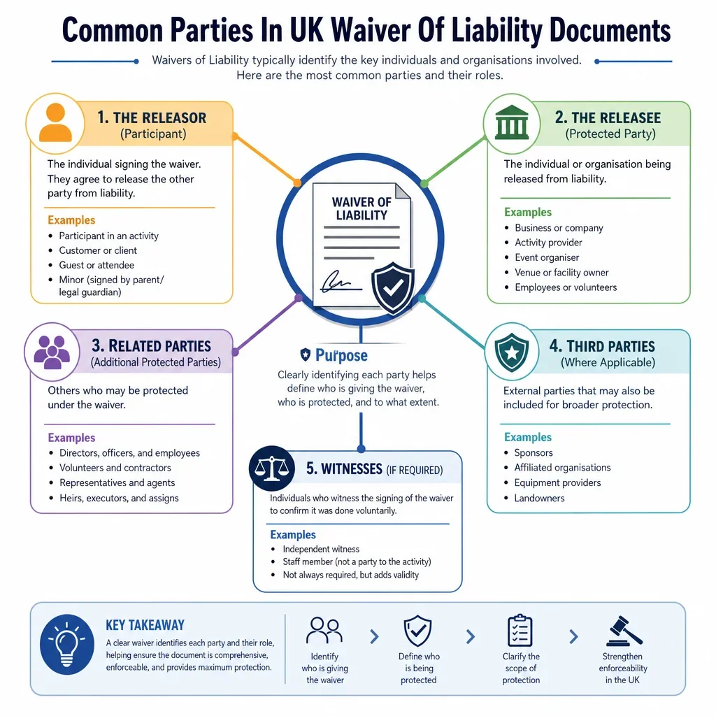 Common Parties in UK Waiver of Liability Documents