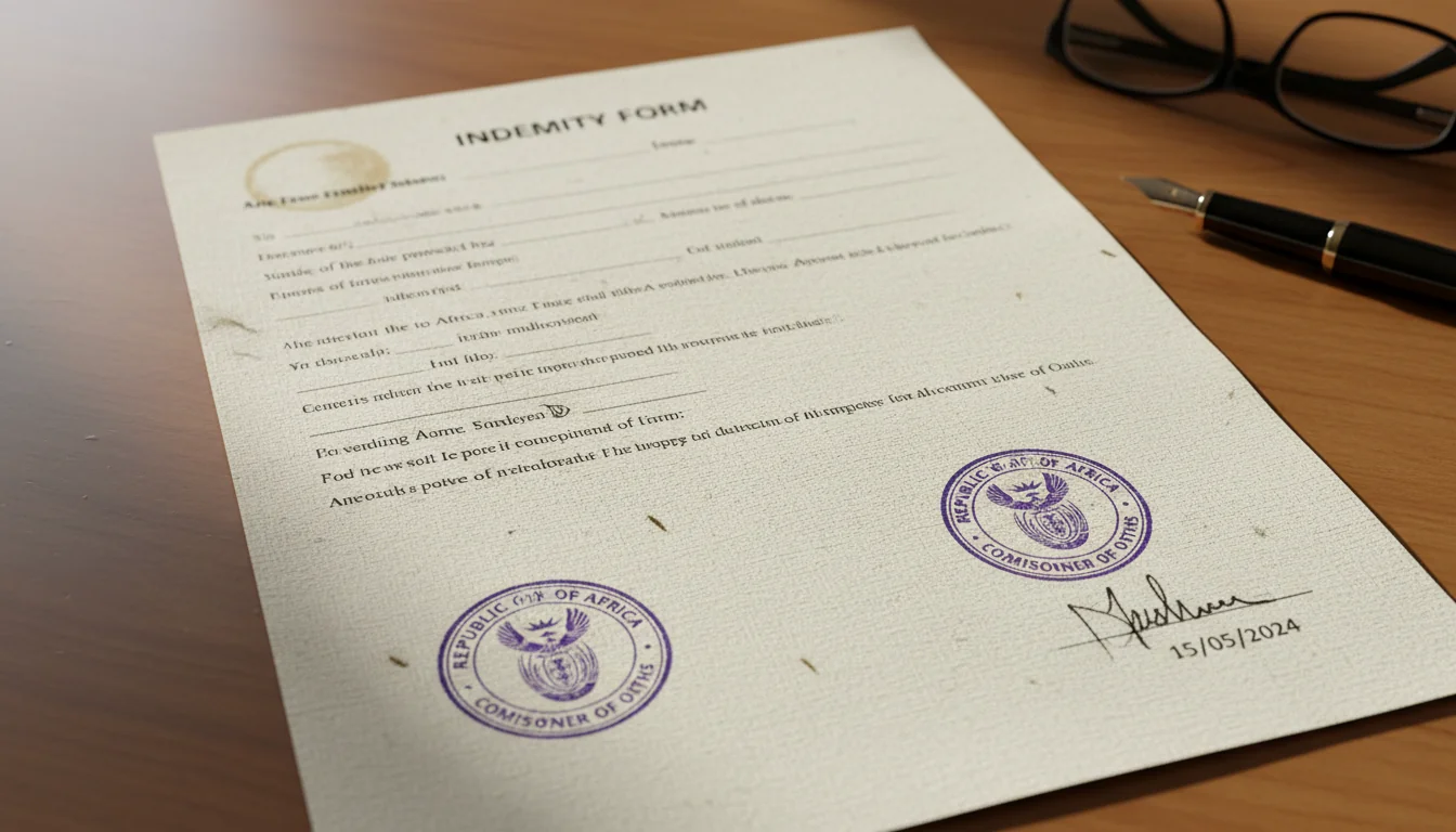 Completed indemnity form close-up