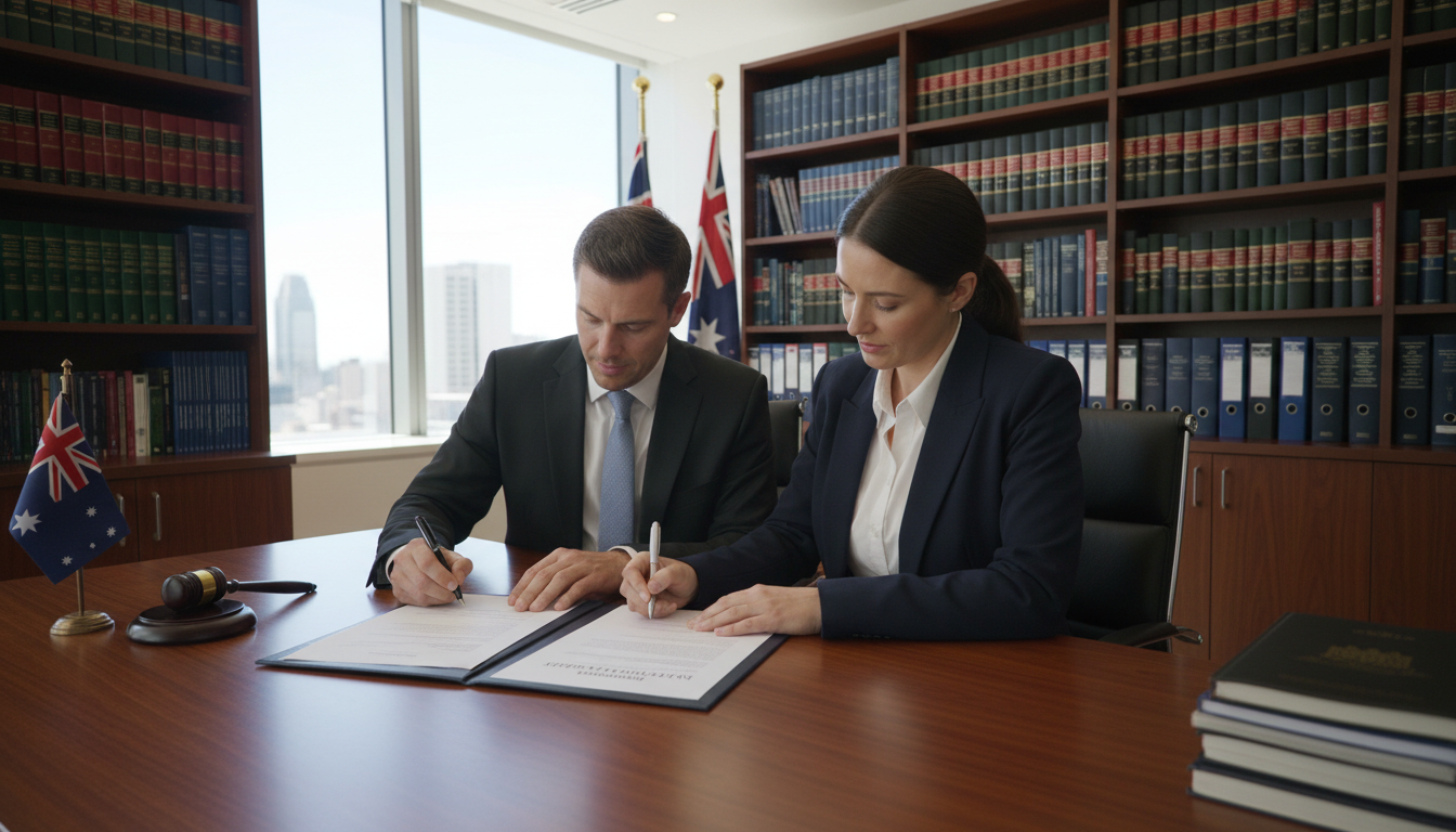 Legal contract signing in office