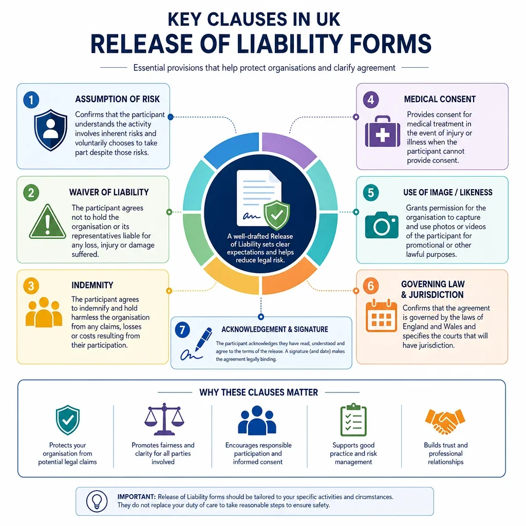 Clauses Commonly Found in UK Release of Liability Forms