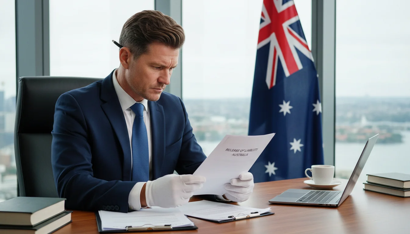 Australian lawyer reviewing liability waiver