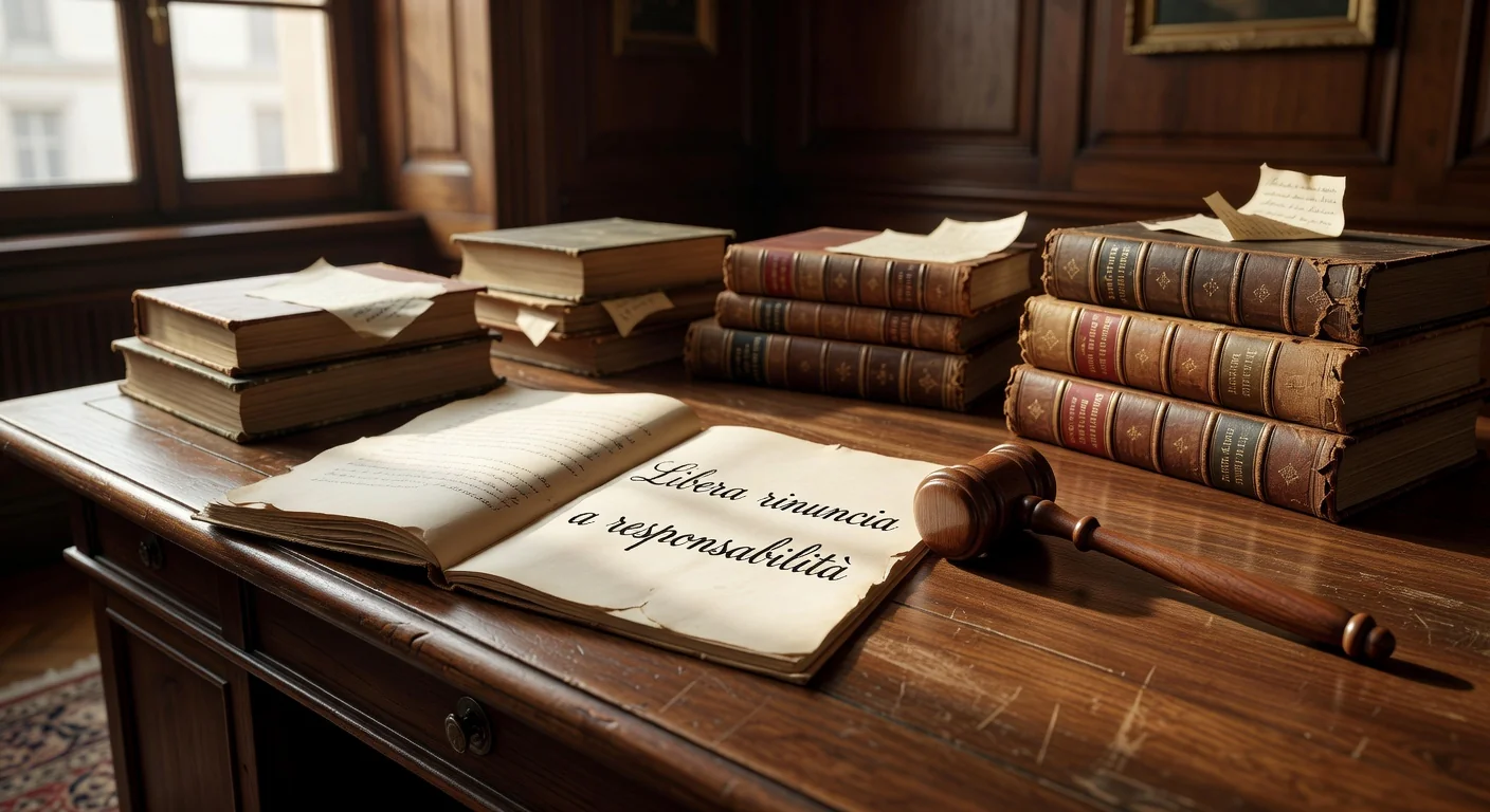 Italian legal document with gavel