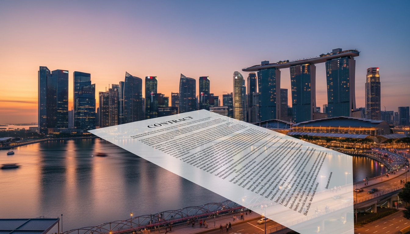 Singapore skyline with contract