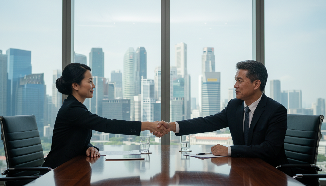 Two professionals shaking hands