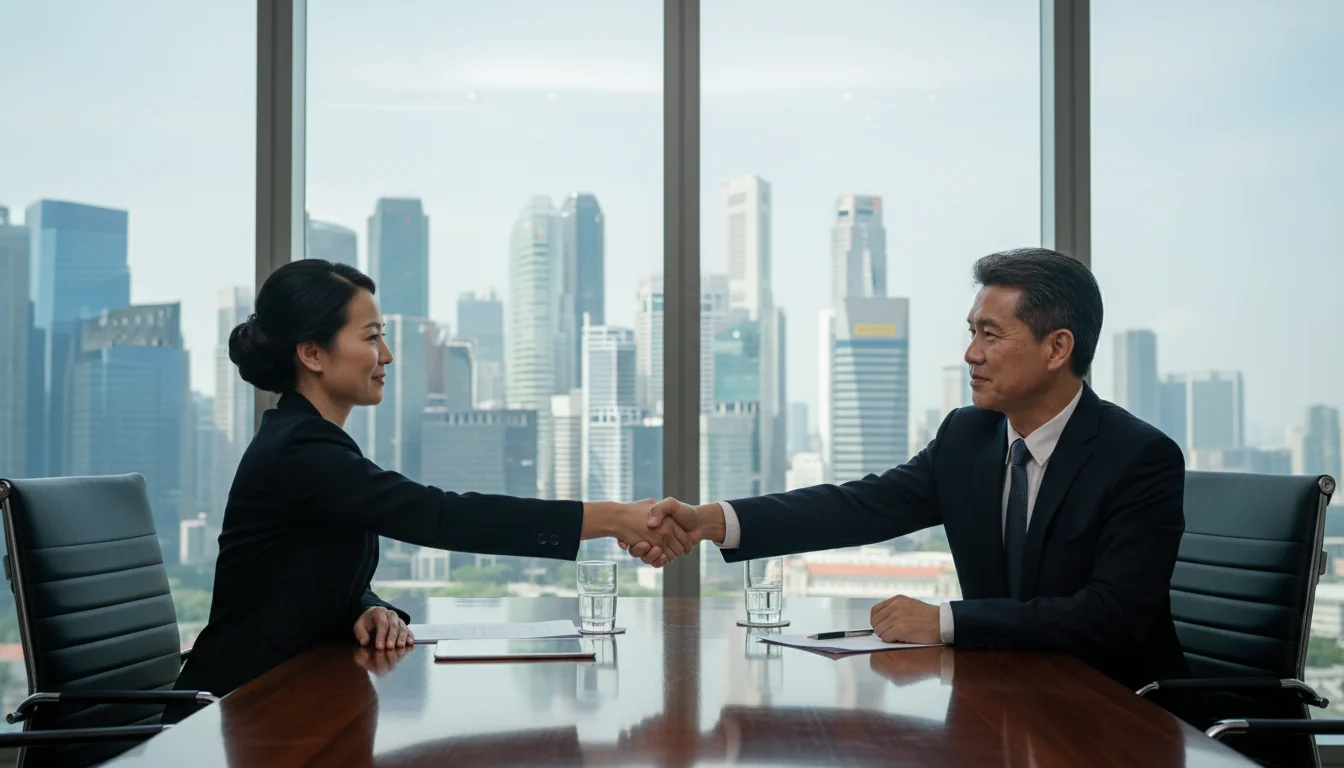 Two professionals shaking hands