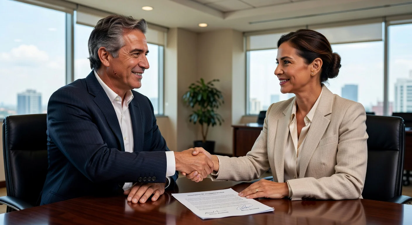 Handshake after legal agreement