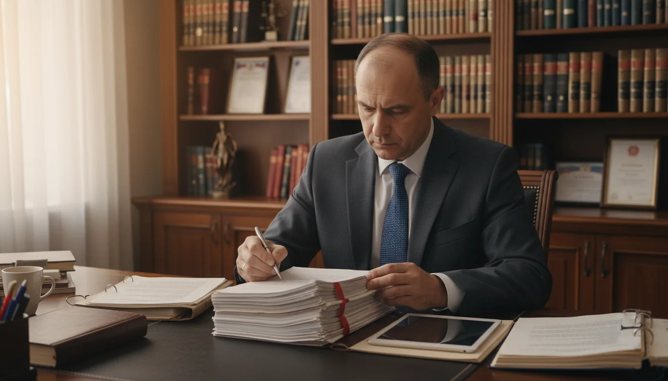 Lawyer reviewing Russian agreement