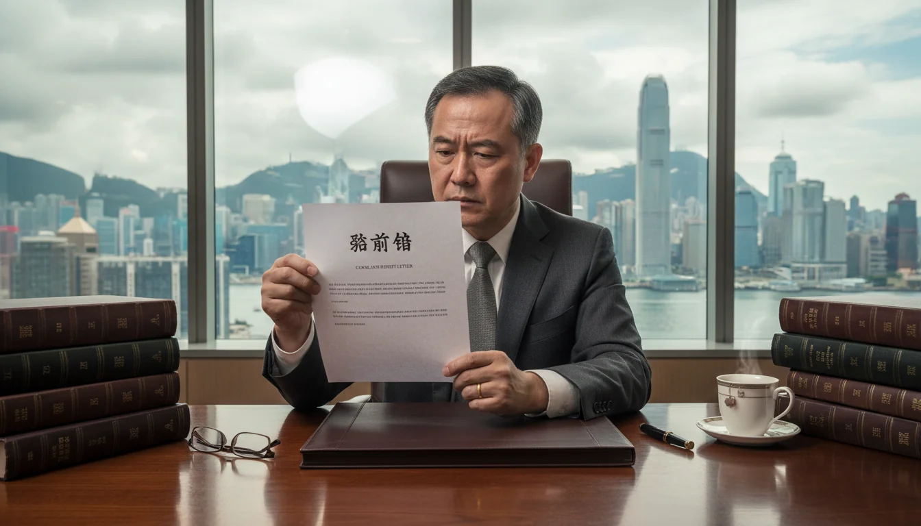 Professional lawyer reviewing cease and desist letter.