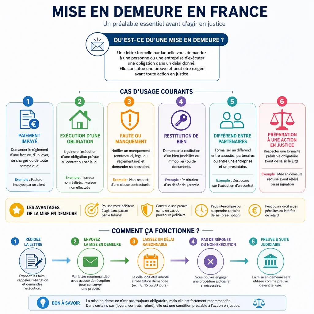 Cas d’usage courants de la mise en demeure