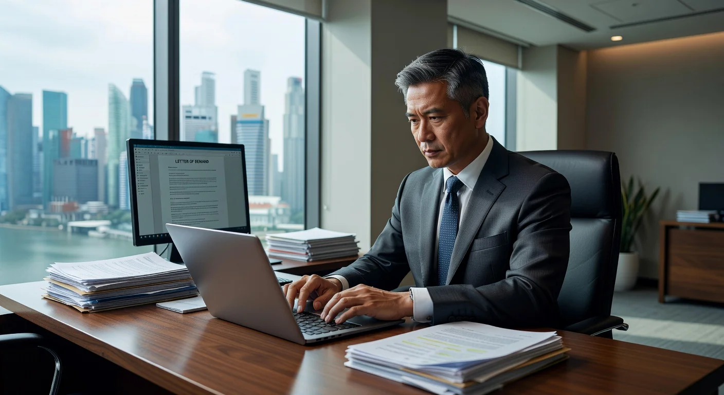 Professional lawyer drafting demand letter