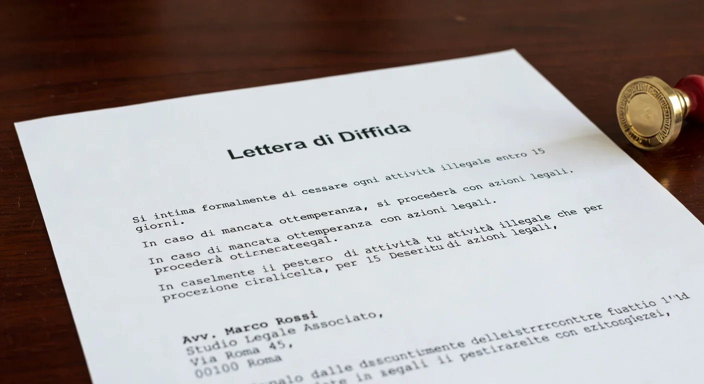 Close-up of Lettera di diffida paper