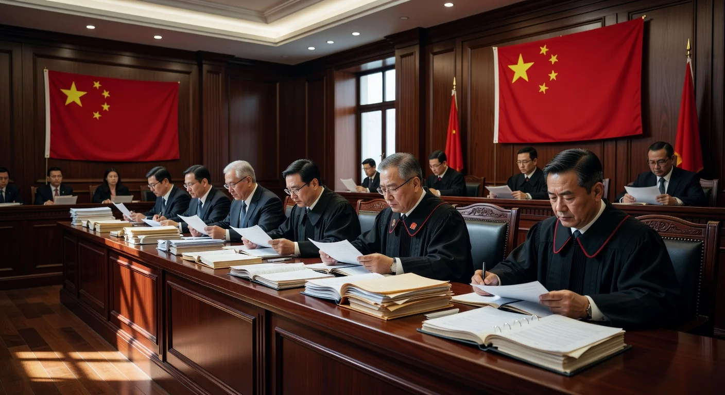 Chinese court with legal files