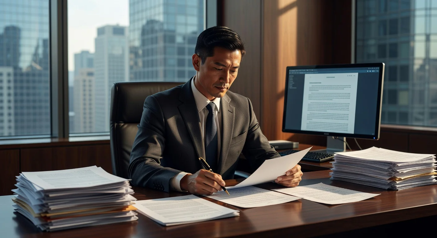 Lawyer drafting legal document