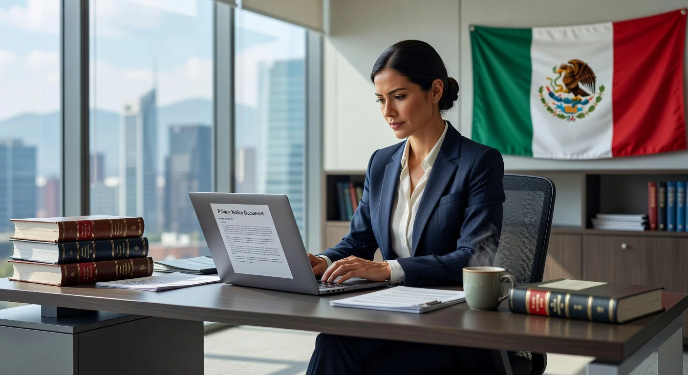 Mexican business professional drafting privacy notice