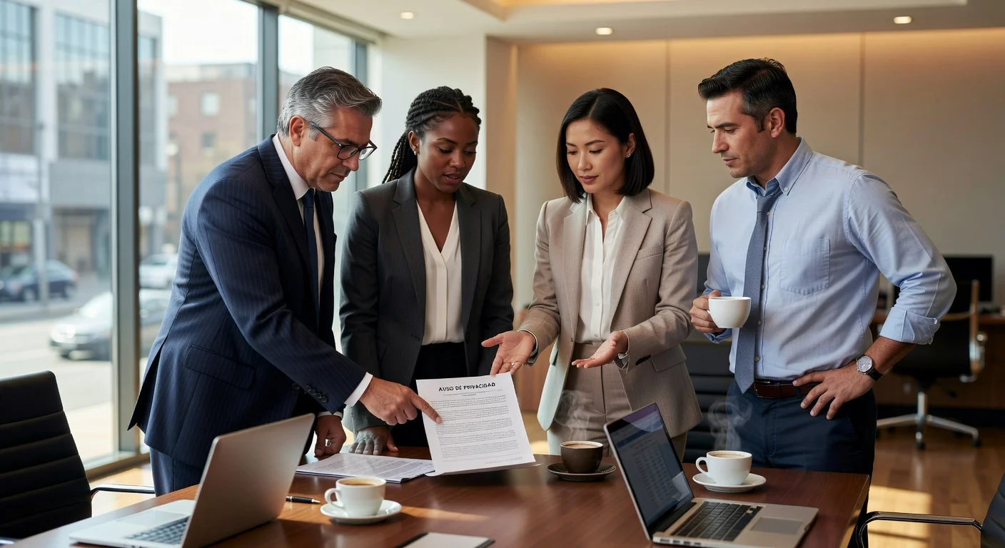 Team reviewing effective privacy policy document