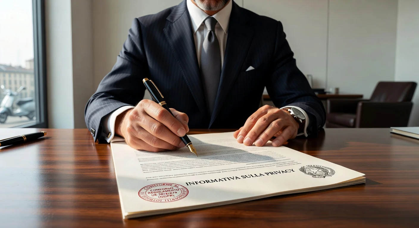 Legal document signing scene