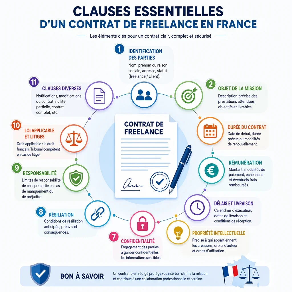 Clauses essentielles d’un contrat de freelance
