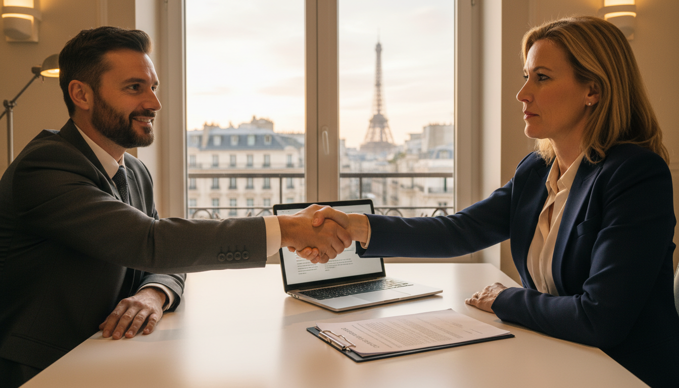 Handshake between freelancer and client