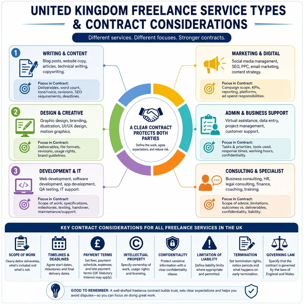 Freelance service types and contract considerations