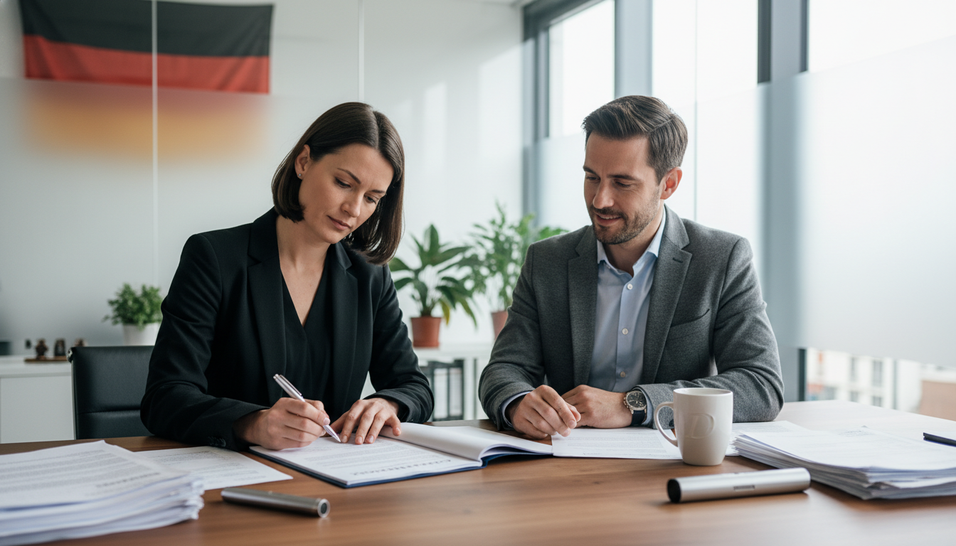 German contract signing scene