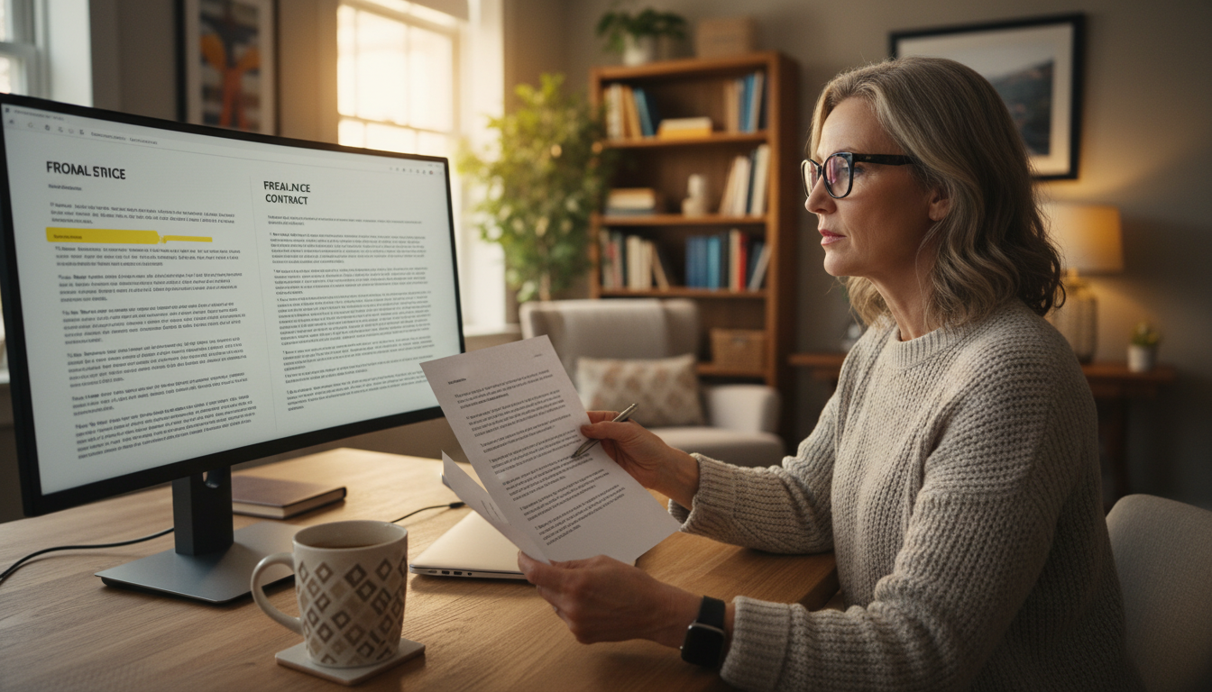 Freelancer reviewing agreement