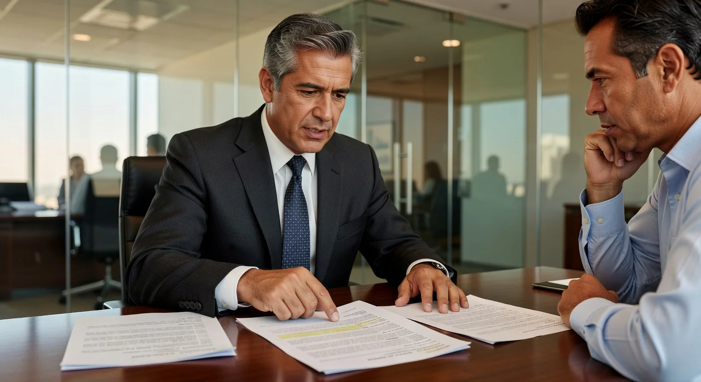 Lawyer explaining contract clauses