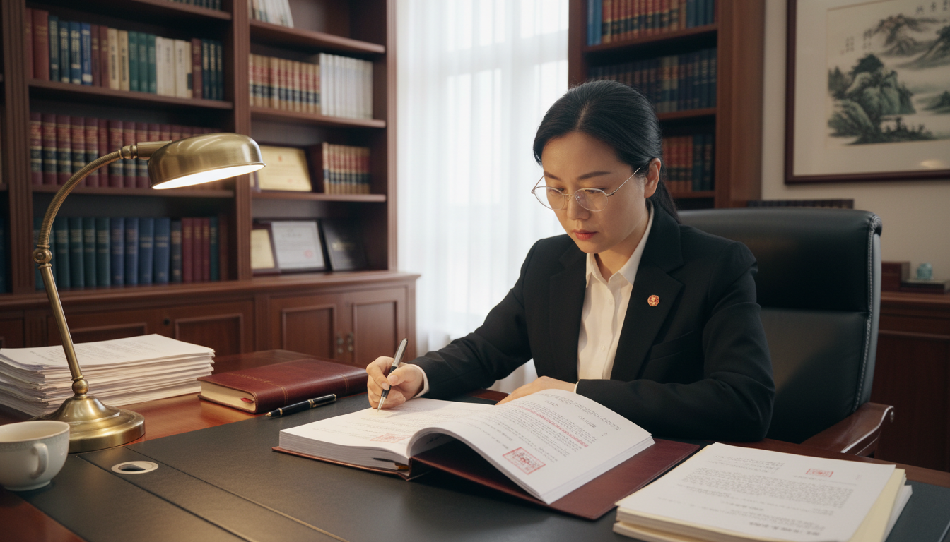 Adult lawyer reviewing contract