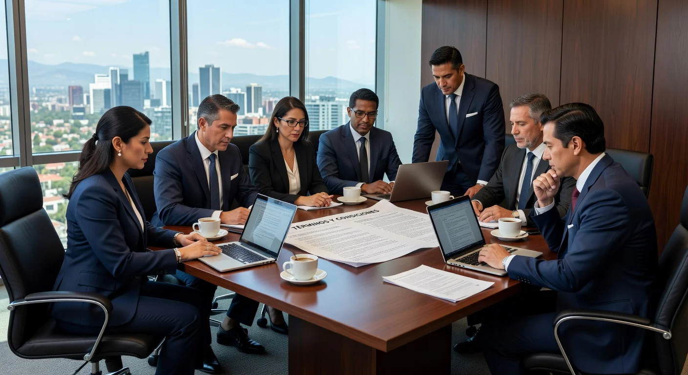 Legal team reviewing terms in Mexico.