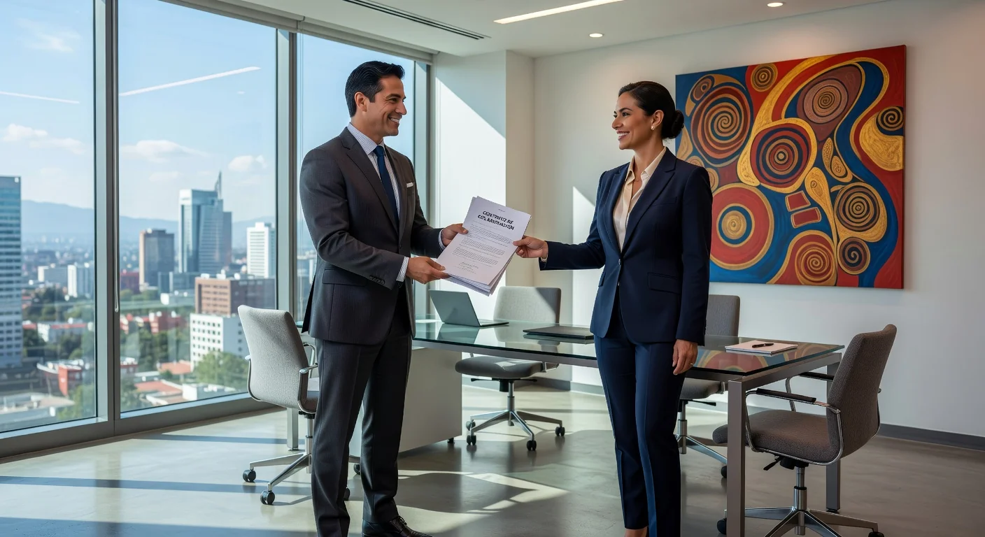 Mexican business contract signing.