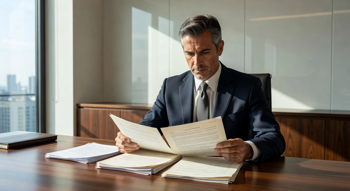 Italian lawyer reviewing contract