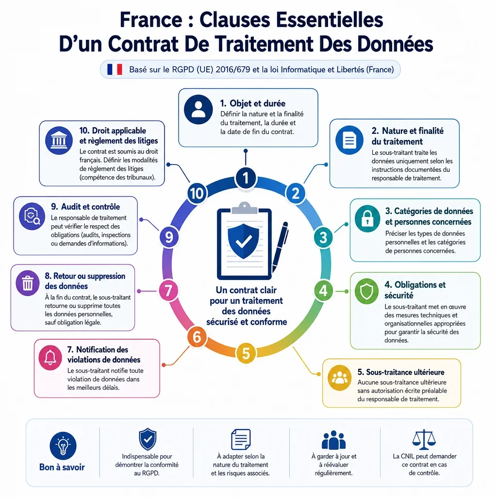 Clauses essentielles d\u2019un contrat de traitement des données