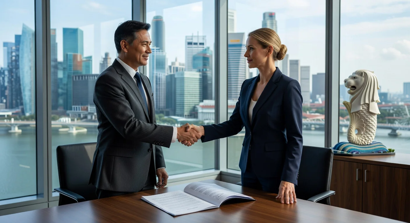 Business handshake over contract