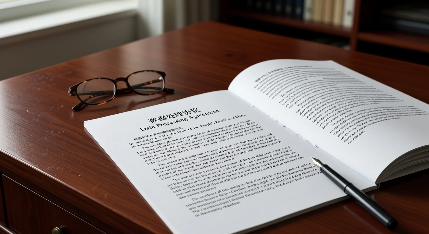 Data processing agreement document closeup